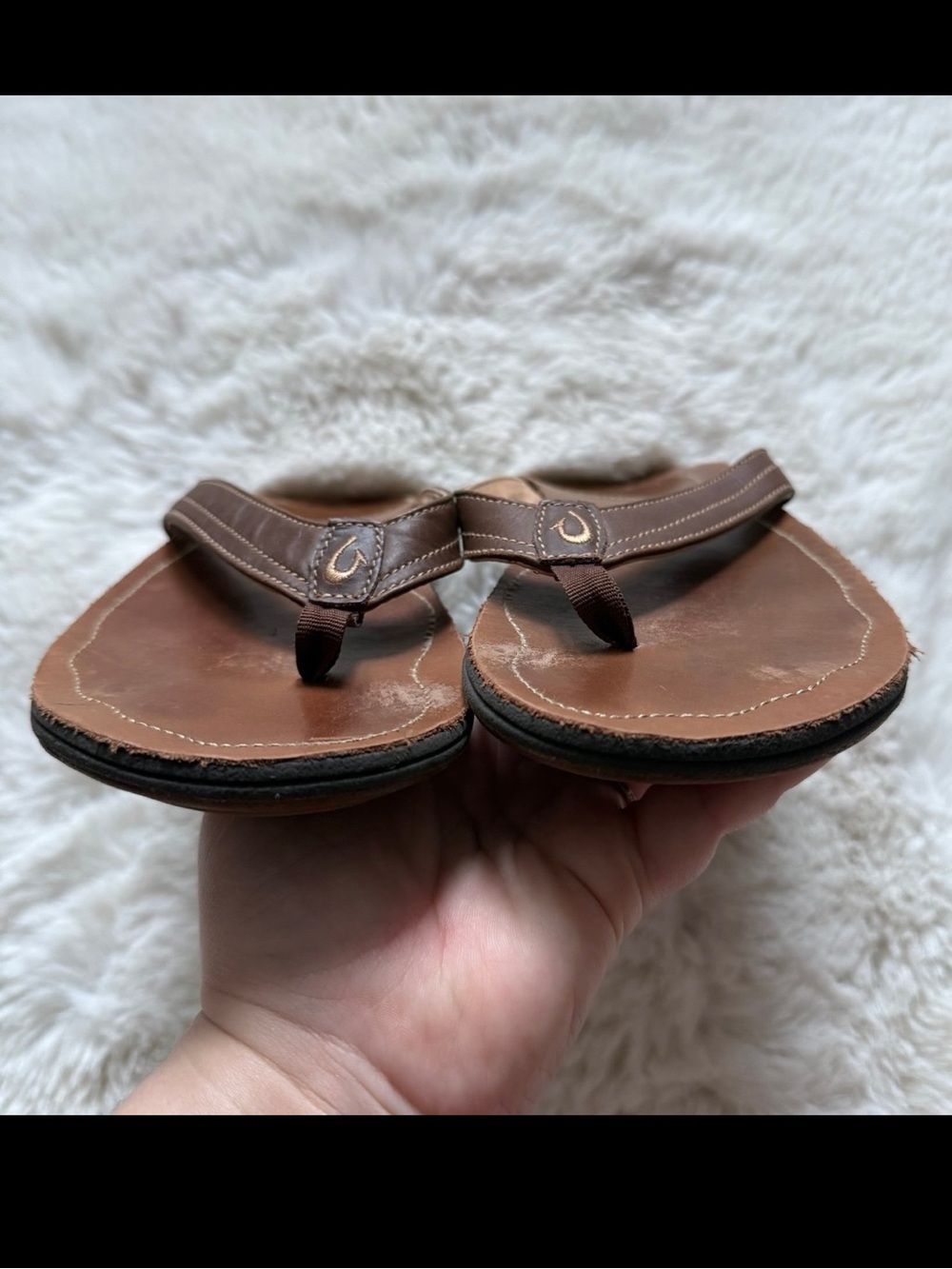 OluKai Kumu Brown Leather Flip-Flop Sandals Women’s Size US 7 EU 37 - Picture 5 of 12